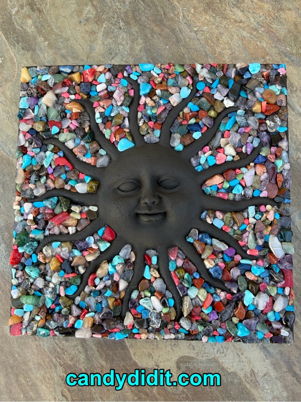 Beautiful Mosaic Sun Hand Painted Plaster Wall Hanging Sun Plaque